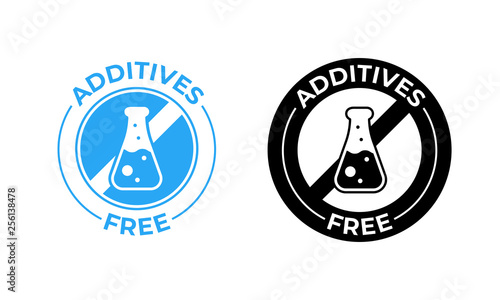 Additives free vector icon. Additives free no added, medically tested food package seal