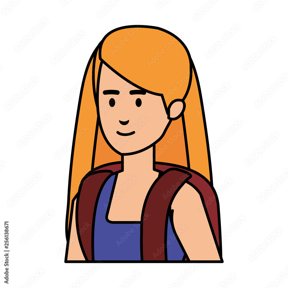 beautiful woman with schoolbag avatar character beautiful woman with schoolbag avatar character