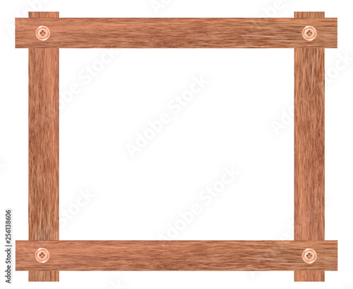 Wooden picture frame isolated on white background. with clipping path.