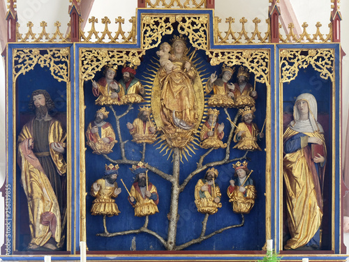 The Tree of Jesse, altar in chapel Amorsbrunn in Amorbach, Forest of Odes Bavaria, Germany  photo