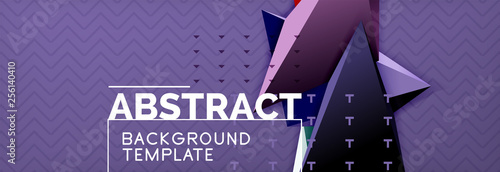 Vector 3d triangular shapes abstract background, origami futuristic template with lines