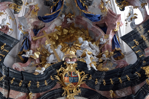 Holy Trinity, Main altar in Amorbach Benedictine monastery church in Lower Franconia, Bavaria, Germany photo