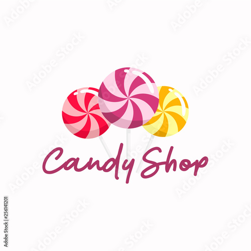 Sweet Candy Shop Logo, Sign, Icon, Vector Design Template