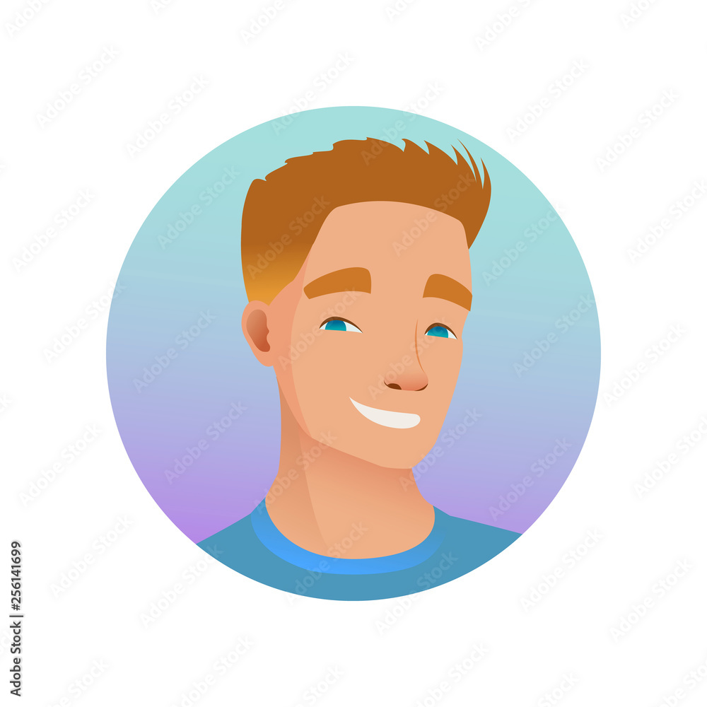 Vector user avatar isolated on white background. Young man profile picture in cartoon flat style. Vector user avatar isolated on white background. Young man profile picture in cartoon flat style.