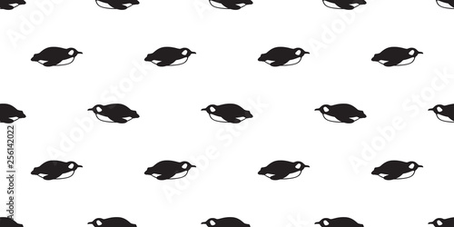 penguin Seamless pattern vector fish salmon bird cartoon tile background scarf isolated repeat wallpaper illustration doodle