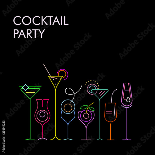Cocktails neon colors vector background