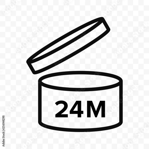 Pao 24m vector icon. Cosmetic open month life shelf, expiration period 24 months PAO symbol