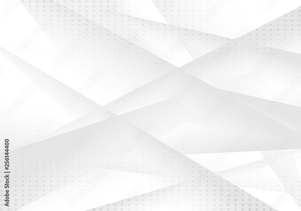 Abstract geometric gray and white gradient color background with dots pattern. Halftone style. You can use for cover design, brochure, poster, banner web, print, ad, etc. Abstract geometric gray and white gradient color background with dots pattern. Halftone style. You can use for cover design, brochure, poster, banner web, print, ad, etc.