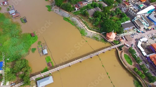 Bird's Eye View of Uthai Thani Province with Sakae Krang river, Thailand. 5 photo