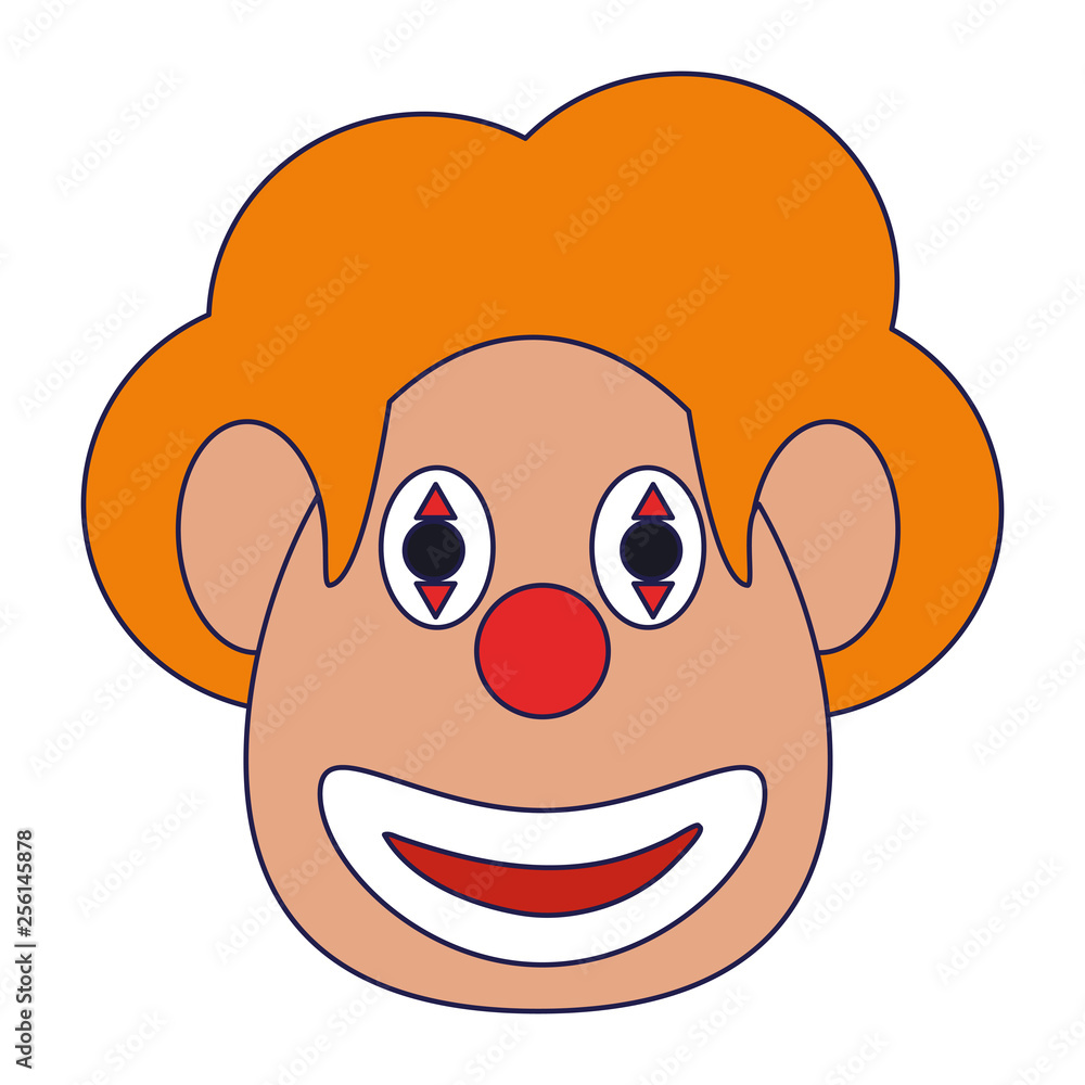 Clown face with make up blue lines Clown face with make up blue lines