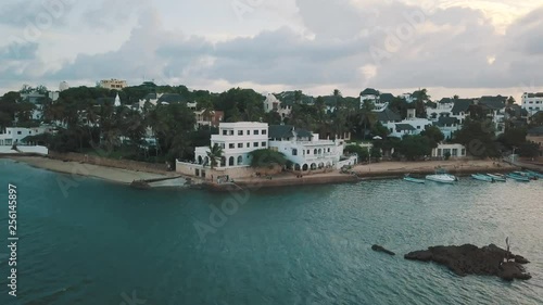 Aerial Drone footage of Coast in Lamu Kenya