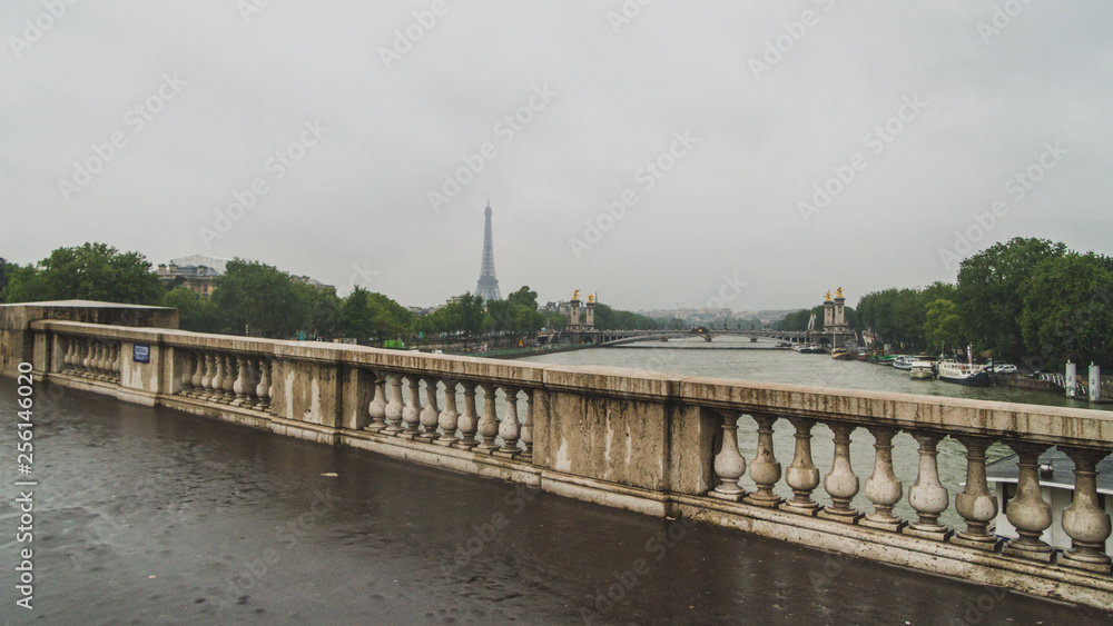 View of Seine river and Eiffel Tower in Paris, France