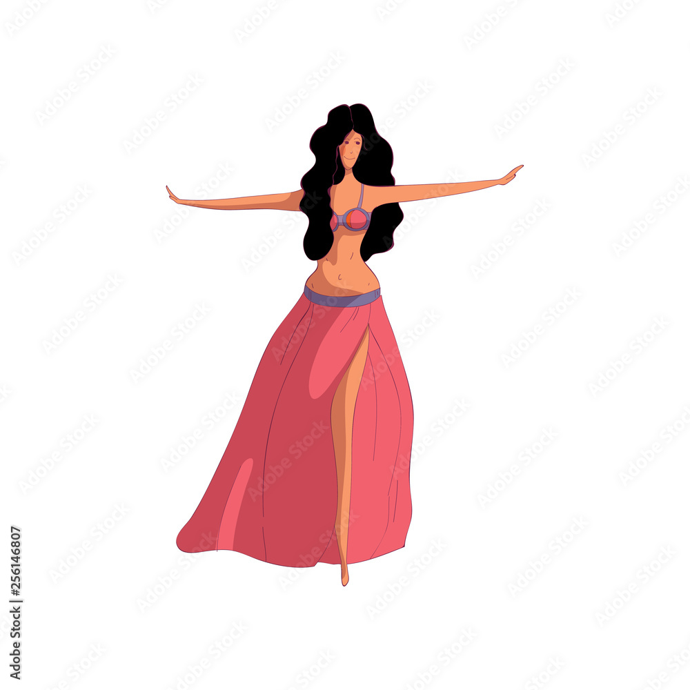Oriental dance. Professional dancer concept. Vector illustration. Oriental dance. Professional dancer concept. Vector illustration.
