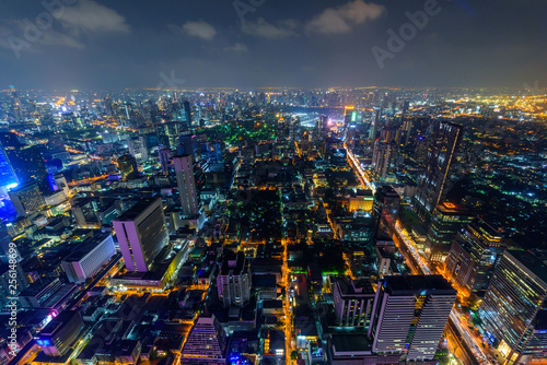 high view of city in night time