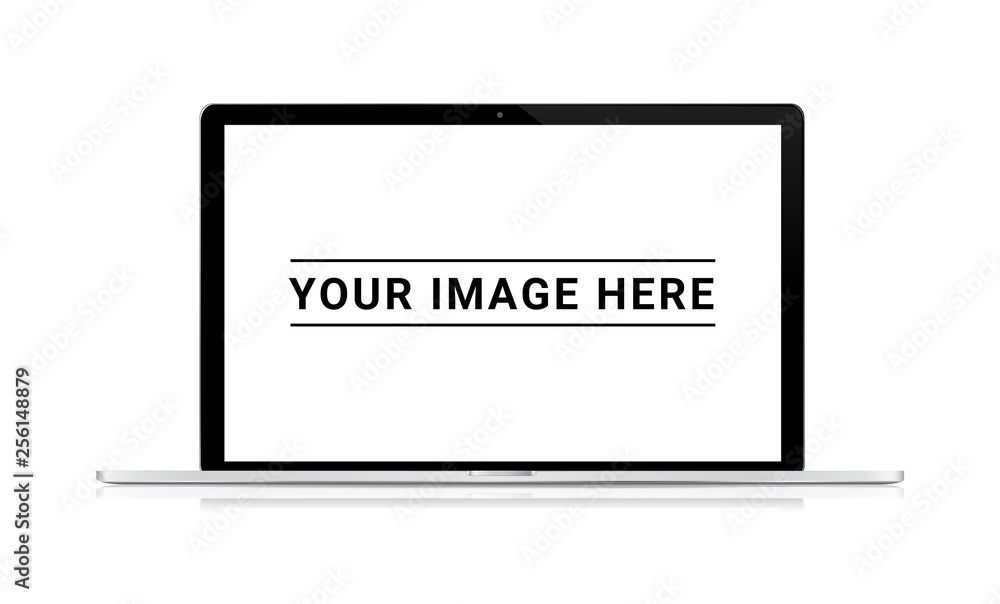 Isolated modern laptop with shadow front view 3d rendering Isolated modern laptop with shadow front view 3d rendering