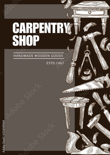 Carpentry shop handmade wooden goods woodwork tools