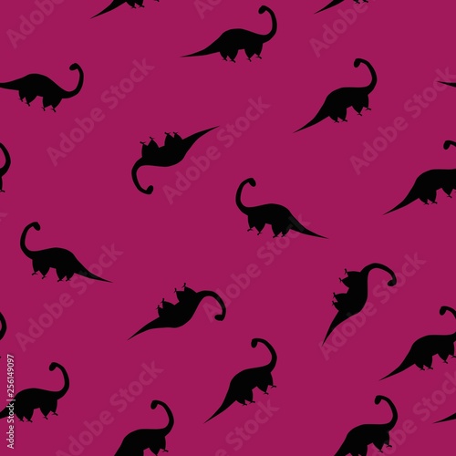 Seamless  pattern with dinosaurs shadow. Animal pink background with dino. Vector illustration.