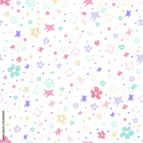 pattern with multicolor flowers on white