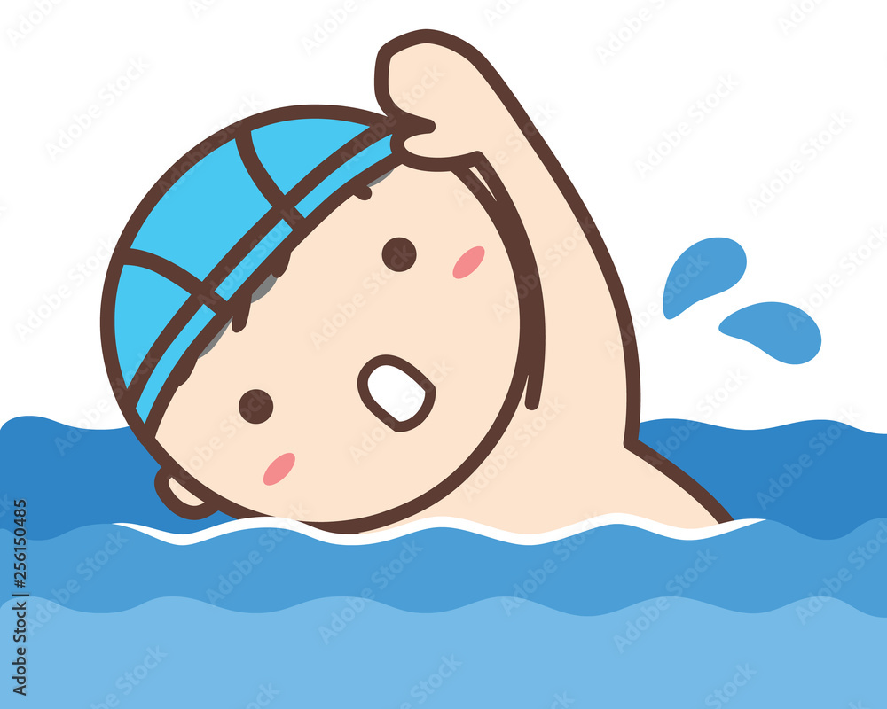 クロールで泳ぐスクール水着の男の子 Stock イラスト Adobe Stock