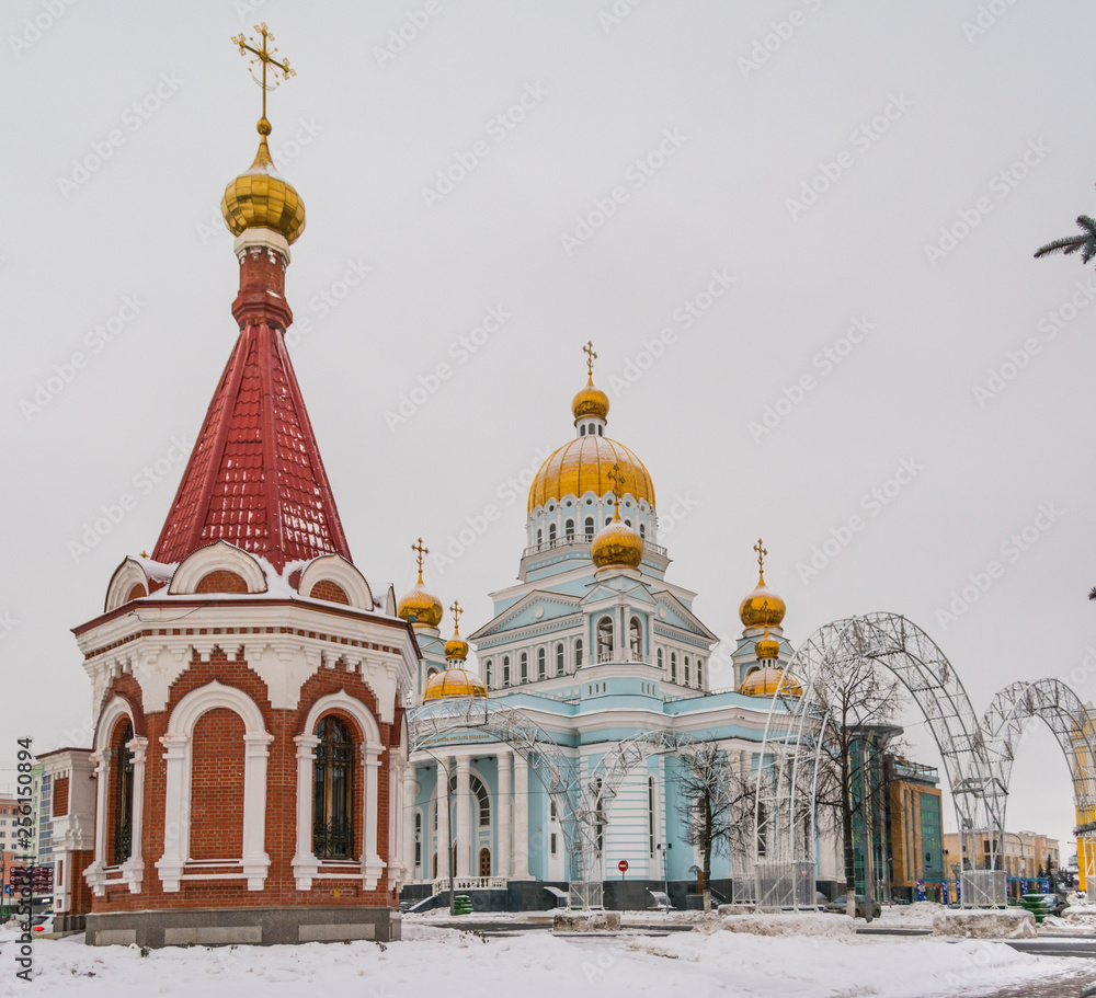 Cathedral of St. Theodore Ushakov covered by snow, Saransk, Mordovia, Russia Cathedral of St. Theodore Ushakov covered by snow, Saransk, Mordovia, Russia