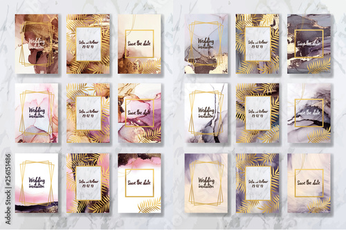  invitation to the wedding, a great celebration of lovers, the bride and groom.background texture luxury liquid marble and gold. for business cards, flyers, flyer, banner, website, paper printing. 