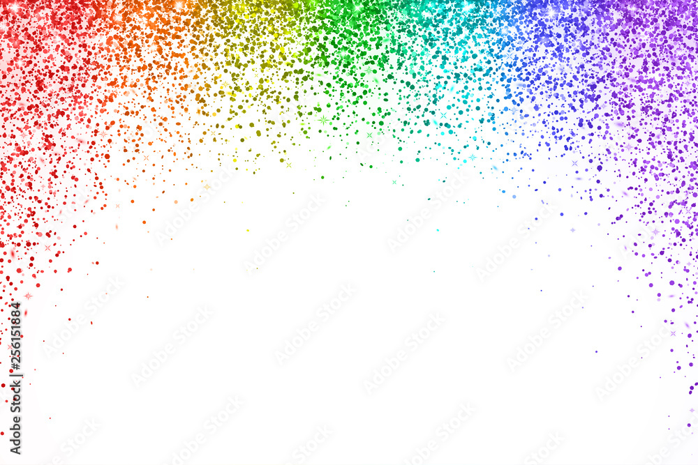 Rainbow falling confetti on white background, arch shape. Vector Rainbow falling confetti on white background, arch shape. Vector