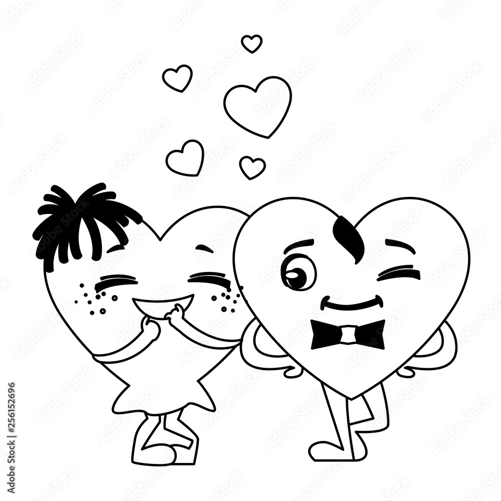 couple hearts kawaii characters couple hearts kawaii characters