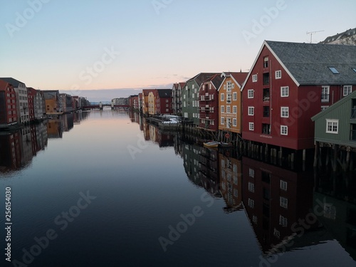 Norwegian traditional harbor buildings in a big city © mariuszks