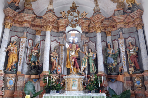 Main altar in the Church of Assumption of the Virgin Mary in Pokupsko, Croatia