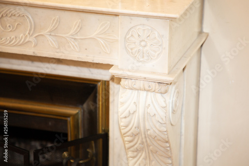 old fireplace carved and worked detail top corner