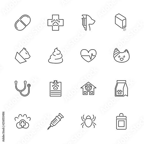 Pet Vet- Flat Vector line Icons