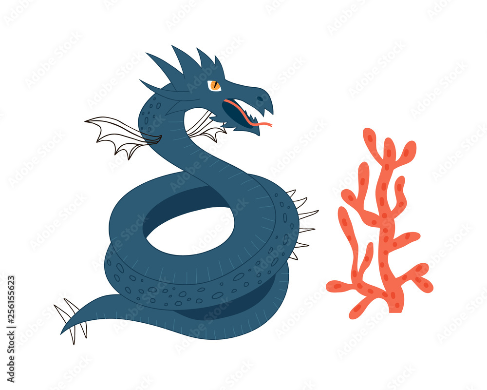 Obraz premium Sea Dragon.Cartoon animal character. Vector illustration isolated on white background.