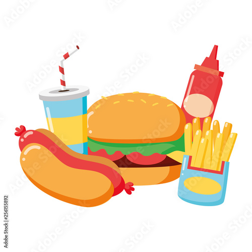 burger hotdog french fries fast food