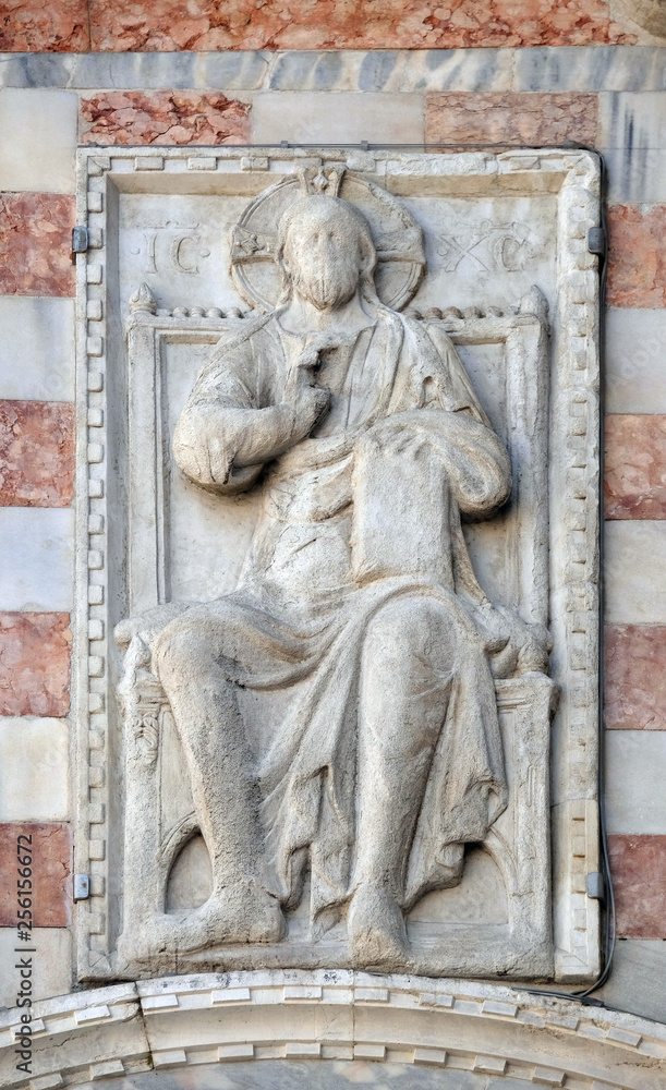Jesus Christ, relief detail of St. Mark's Basilica, St. Mark's Square, Venice, Italy, UNESCO World Heritage Sites