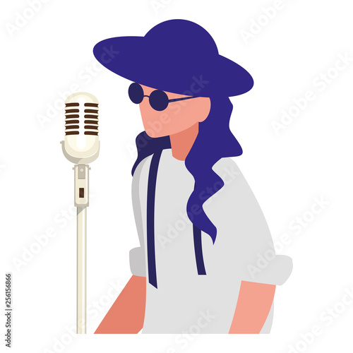 singer with microphone character