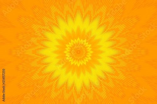 orange flower pattern floral kaleidoscope. style yellow.