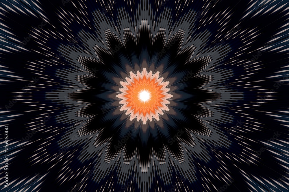 Obraz premium dark flower pattern floral kaleidoscope. abstract star.