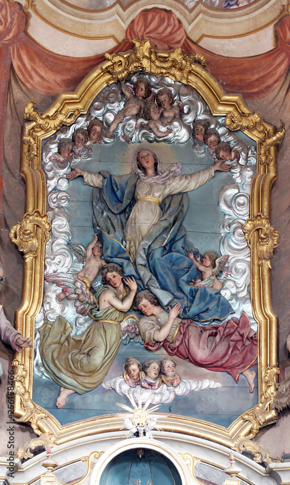 Assumption of the Virgin Mary, altarpiece in church of Assumption in Sveta Marija na Muri, Croatia 