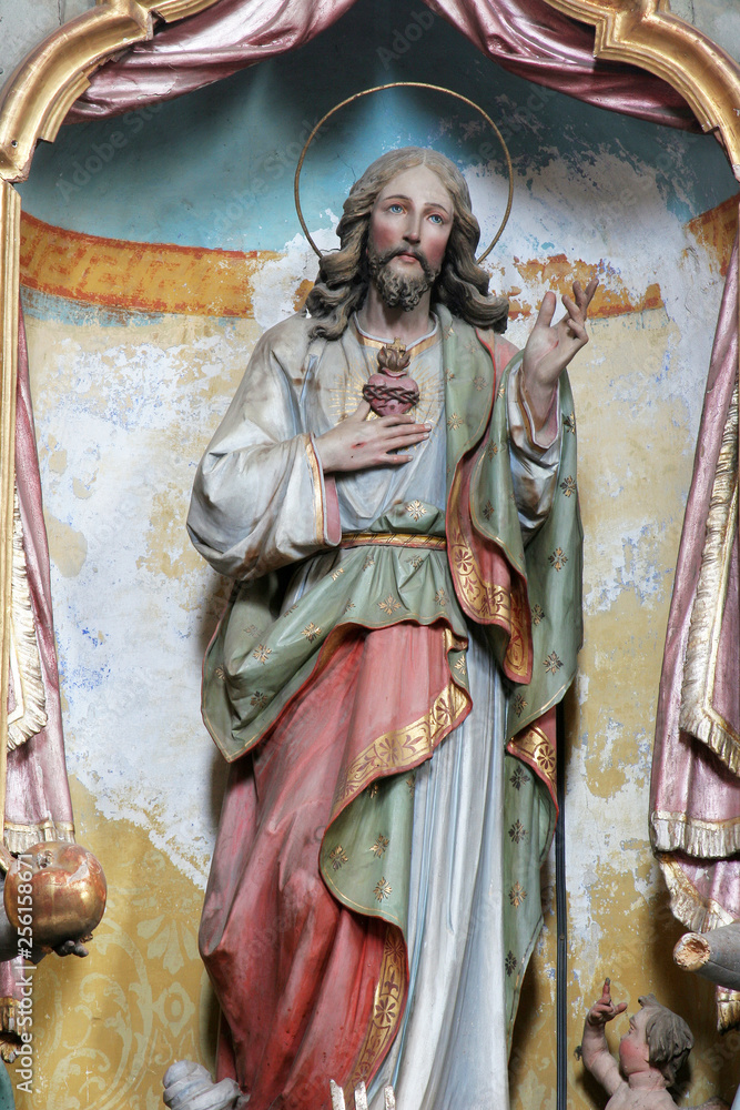 Sacred Heart of Jesus, altar in church of Assumption in Sveta Marija na Muri, Croatia 