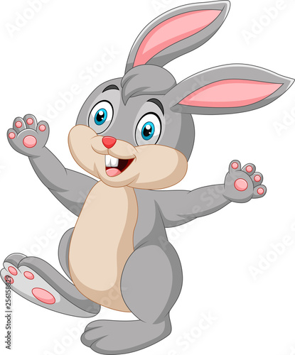 Happy rabbit cartoon isolated on white background