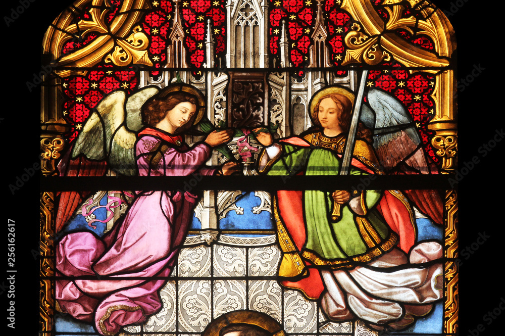 Angels, stained glass in Zagreb cathedral 