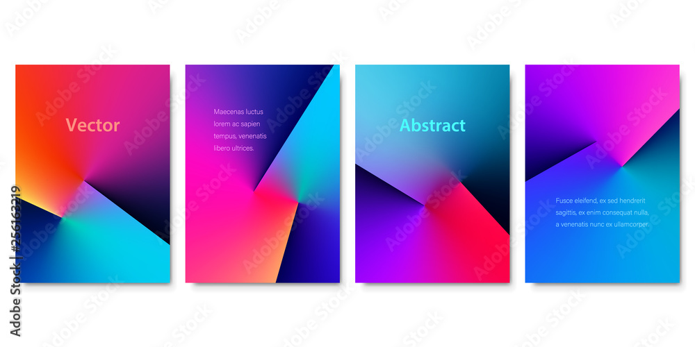 Set of Colorful Angle Gradient Backgrounds. Minimalistic Cover Design for Branding, Banners, Posters and Brochures. EPS10 Vector.