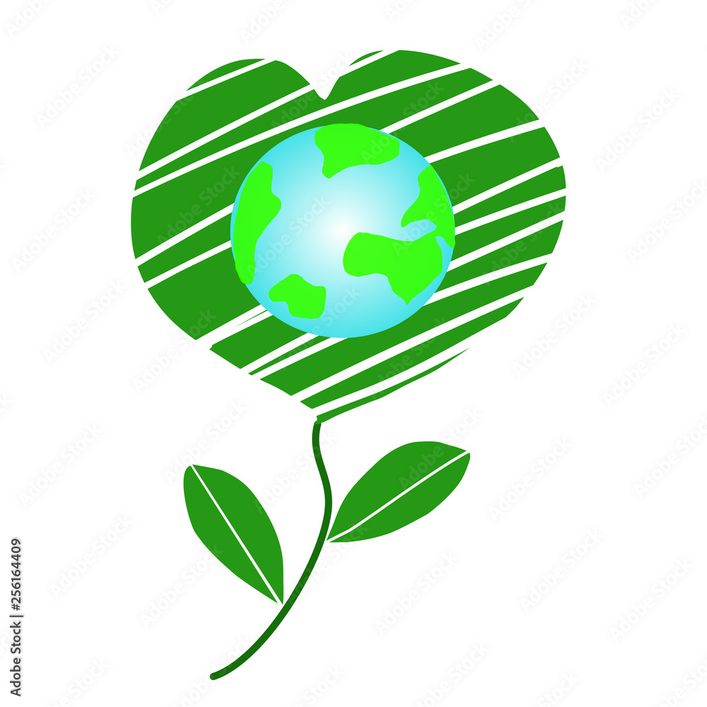 Happy world day Friendship and environment concepts Earth Day, Earth Conservation, Heart of Nature - Vector Happy world day Friendship and environment concepts Earth Day, Earth Conservation, Heart of Nature - Vector