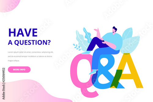 Question and answer concept illustration. People asking to support center. Flat vector characters.