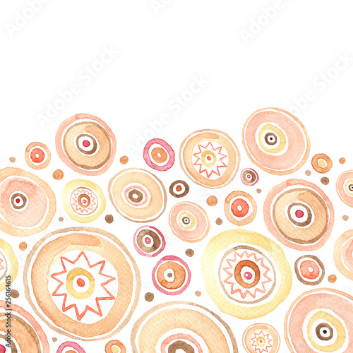 Vanilla Bubblegum Circles Abstract Horizontal Border Card Template. Raster illustration.