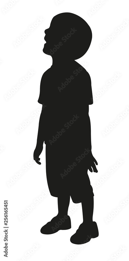 boy looking up, body silhouette vector