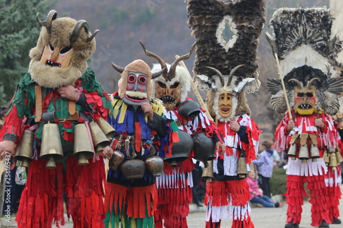 Photography Zemen, Bulgaria - March 16, 2019: Masquerade festival Surva in Zemen, Bulgaria