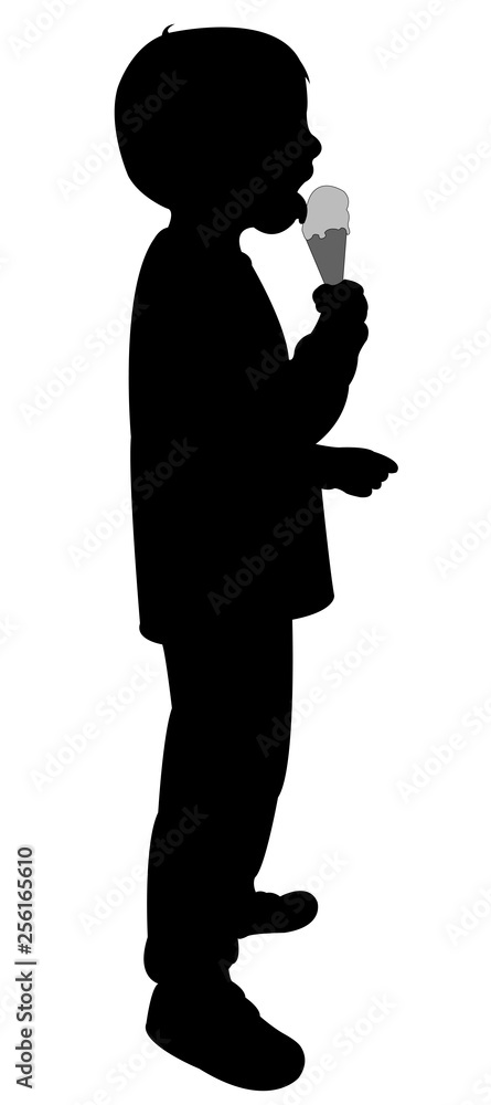 boy eating ice-cream silhouette vector