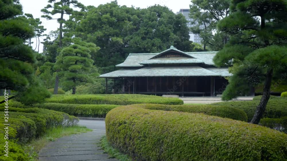 Path Leading To Traditional Japanese Wooden House in Park Path Leading To Traditional Japanese Wooden House in Park