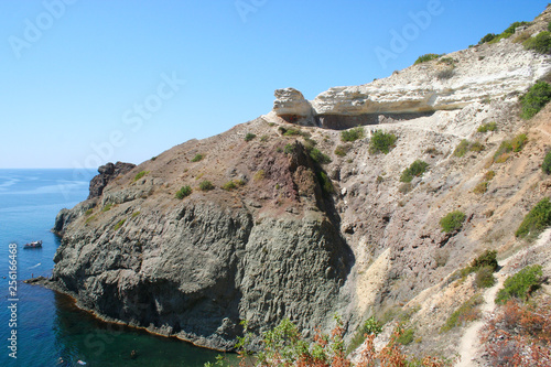 Beautiful picture of blue sea with mountains near